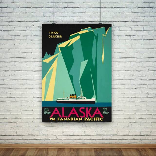 Alaska Poster Vintage Iceberg North American Travel Print - image 1