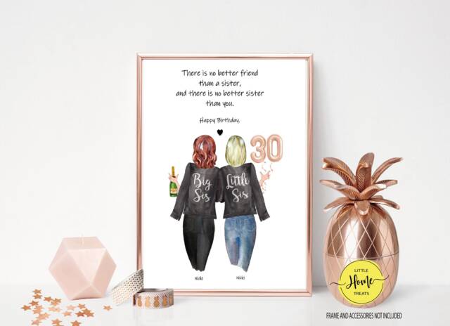 30Th Birthday Sister Print Personalised Friendship Portrait - image 1