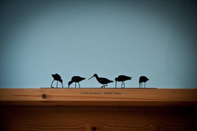Flock Of Godwits Silhouette Mantel Ornament, Coastal Wading Bird Sculpture - image 1