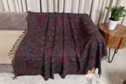 Luxury Boiled Pure Merino Wool Reversible Sofa Or Bed Throws For Ultimate Comfort & Style - Classic Indian Paisley in Multicolour - thumbnail 1
