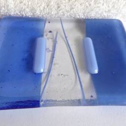 Fused Glass Soap Dish in Periwinkle Blue By Bprdesigns - thumbnail 2
