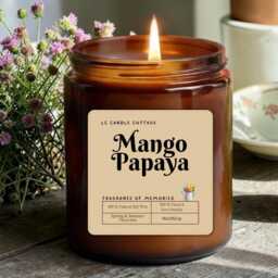 Mango Papaya Tropical Soy Candle - Vegan Scented Natural Wax Home Decor Gift - thumbnail 1