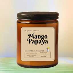 Mango Papaya Tropical Soy Candle - Vegan Scented Natural Wax Home Decor Gift - thumbnail 3
