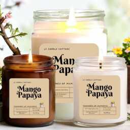 Mango Papaya Tropical Soy Candle - Vegan Scented Natural Wax Home Decor Gift - thumbnail 4