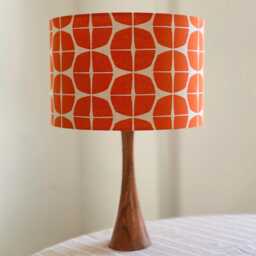 Handmade Retro Orange/Yellow Navy Blue Geometric Pattern Lampshade Japanese Canvas Cotton Table Lamp Interior Accent - thumbnail 2