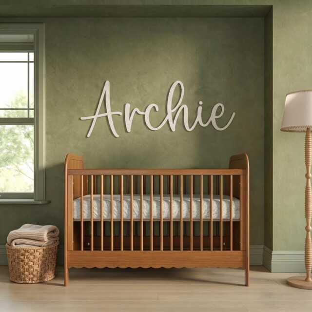 Custom Wood Baby Name Sign Personalised Nursery Sign, Wooden Wall Decor, Room Mdf Sign - image 1