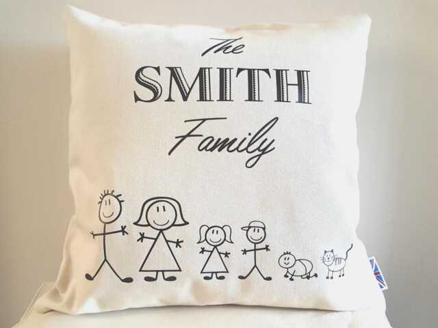 Personalised Family Cushion. Add Any Members/Pets. Christmas Present - Made in UK - image 1
