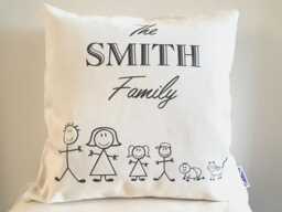Personalised Family Cushion. Add Any Members/Pets. Christmas Present - Made in UK