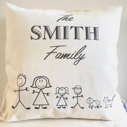 Personalised Family Cushion. Add Any Members/Pets. Christmas Present - Made in UK - thumbnail 2