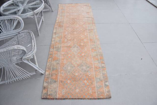 Orange Bedroom Rugs, Rugs For Entry, Herki Rug, 2.6x7.9 Ft Accent , Turkish Anatolian Vintage Aztec Nursery - image 1