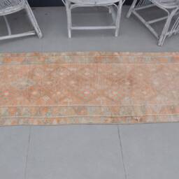 Orange Bedroom Rugs, Rugs For Entry, Herki Rug, 2.6x7.9 Ft Accent , Turkish Anatolian Vintage Aztec Nursery - thumbnail 3