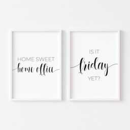 Office Prints Set Of 2 - Home Sweet Is It Friday Yet Wall Art Funny Sign - thumbnail 2