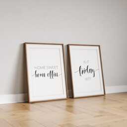 Office Prints Set Of 2 - Home Sweet Is It Friday Yet Wall Art Funny Sign - thumbnail 1