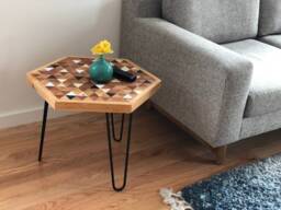 Hexagon Wooden Handcrafted Modular Side Table - thumbnail 1