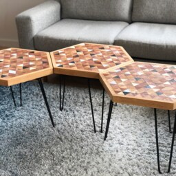 Hexagon Wooden Handcrafted Modular Side Table - thumbnail 4