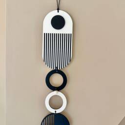 Minimalist Geometric Wall Hanging - Handmade Modern Black Tapestry - thumbnail 2