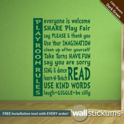 Playroom Rules Vinyl Wall Decal - Kids Room Decor - 23In X 32In - thumbnail 1