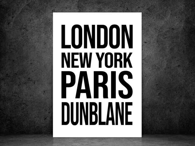 Dunblane Perthshire Iconic Bold Town Scotland Print Poster - Gift Bespoke A5 A4 A3 Framed Or Unframed - image 1