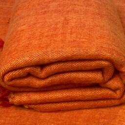 Handmade Rust Orange Yak Wool King Size Blanket Soft Meditation Shawl - thumbnail 2