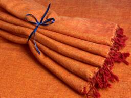 Handmade Rust Orange Yak Wool King Size Blanket Soft Meditation Shawl