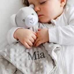 Personalised Grey Bobble Teddy Baby Comforter - thumbnail 1