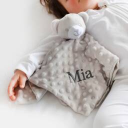 Personalised Grey Bobble Teddy Baby Comforter - thumbnail 2
