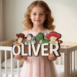Personalized Toy Story Wooden Name Sign, 3D Wood Wall Art, Plaque For Kids Room, Custom Room Decor - thumbnail 1