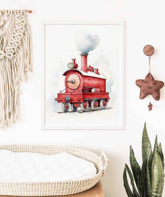 Train Print, Wall Art, Steam Poster, Boys Room Kids Decor, Playroom Decor - image 1