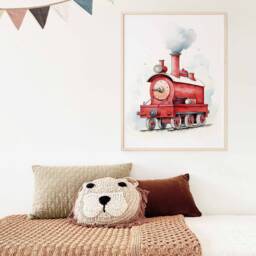 Train Print, Wall Art, Steam Poster, Boys Room Kids Decor, Playroom Decor - thumbnail 2