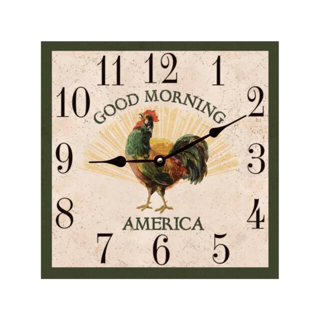 Rustic Square Rooster Clock For Kitchen - image 1