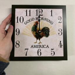 Rustic Square Rooster Clock For Kitchen - thumbnail 2