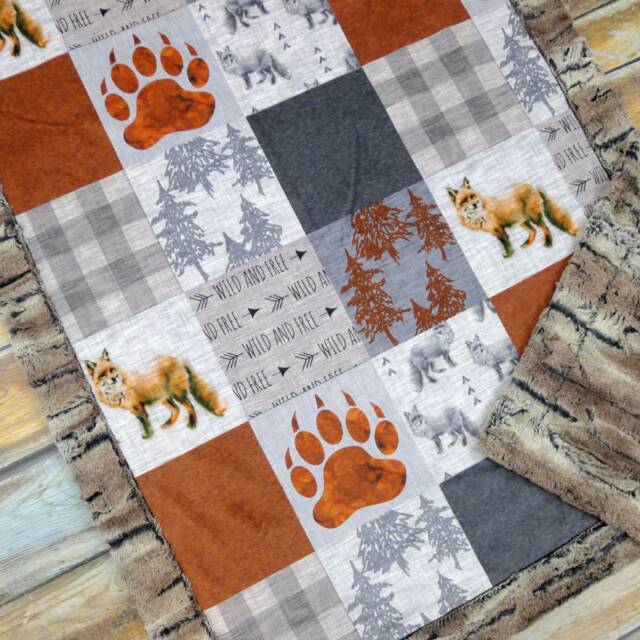 Fox Baby Blanket - Personalized Boy Newborn Gift Minky Embroidered Name Monogram - image 1
