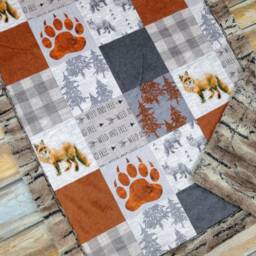 Fox Baby Blanket - Personalized Boy Newborn Gift Minky Embroidered Name Monogram - thumbnail 1