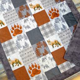 Fox Baby Blanket - Personalized Boy Newborn Gift Minky Embroidered Name Monogram - thumbnail 2
