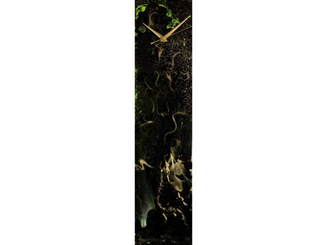 Black & Gold Modern Desk Clock For Office Or Kitchen Wall, Unusual Abstract Art Wall Decor, With Lighting - image 1