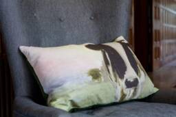 Handmade Linen & Green Velvet Cushion