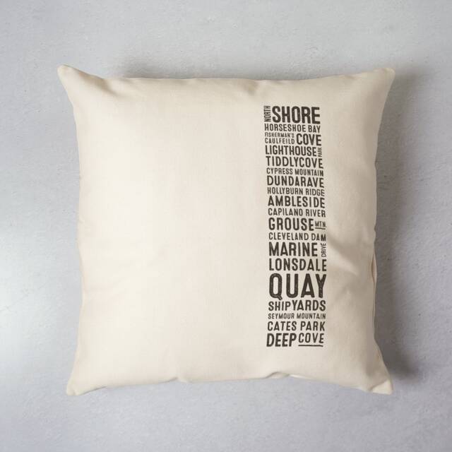 North Vancouver Pillow Cover Canada Souvenir Typography Cushion - image 1