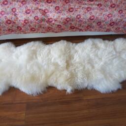 "Xxl White Sheepskin Rug, Genuine Leather Throw - 79"" X 30" - thumbnail 3