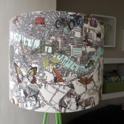 Bespoke Contemporary Steam Punk London Map Fabric Lampshade 25, 30, 35 & 40 cm Diameter