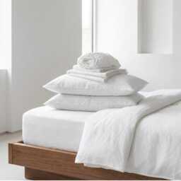 Washed Linen Sheet Set - Fitted, Flat & Pillowcases Queen King Twin Full Custom - thumbnail 2