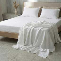Washed Linen Sheet Set - Fitted, Flat & Pillowcases Queen King Twin Full Custom