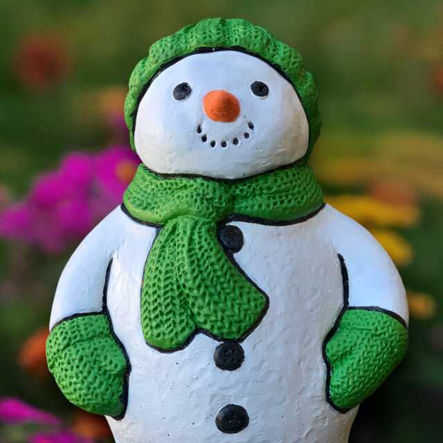 Witer Snowman Statue Concrete Figurine Cement Sculpture Garden Christmas Decoration Handmade Lover Gift - image 1