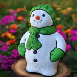 Witer Snowman Statue Concrete Figurine Cement Sculpture Garden Christmas Decoration Handmade Lover Gift - thumbnail 2