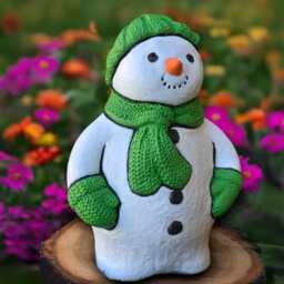Witer Snowman Statue Concrete Figurine Cement Sculpture Garden Christmas Decoration Handmade Lover Gift - thumbnail 3