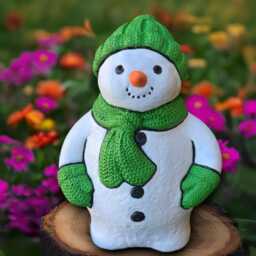 Witer Snowman Statue Concrete Figurine Cement Sculpture Garden Christmas Decoration Handmade Lover Gift - thumbnail 4