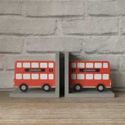 Pair Of 2 Red London Bus Bookends Shelf Nursery Children's Kids Room Decoration Bookshelf Books Boy's Girl's Gift Present Niece Nephew