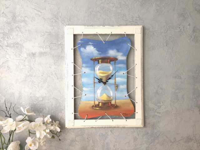 "Handmade Sand Clock Wall Art Unique Wooden Home Decor - 19.6""x 13.7" - image 1