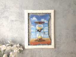 "Handmade Sand Clock Wall Art Unique Wooden Home Decor - 19.6""x 13.7" - thumbnail 1
