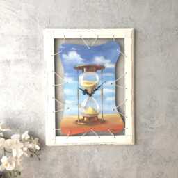 "Handmade Sand Clock Wall Art Unique Wooden Home Decor - 19.6""x 13.7" - thumbnail 2
