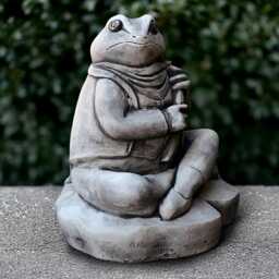Stone Frog Warrior Statue Concrete Sculpture Garden Decor Cement With Swor Medieval Ornament Outdoor Figurine Gift - thumbnail 2